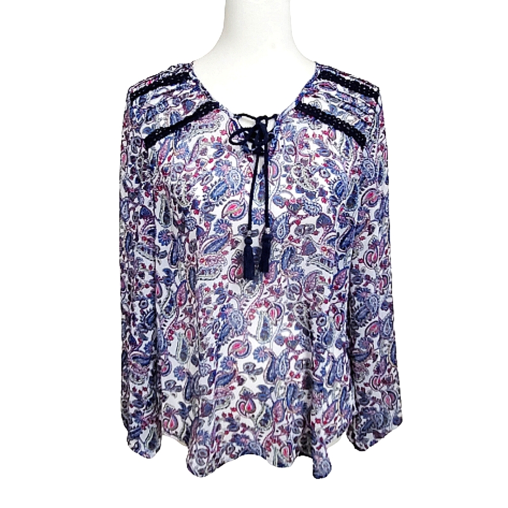 Boho Daniel Rainn Paisley Chiffon Top
